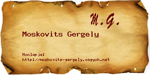 Moskovits Gergely névjegykártya